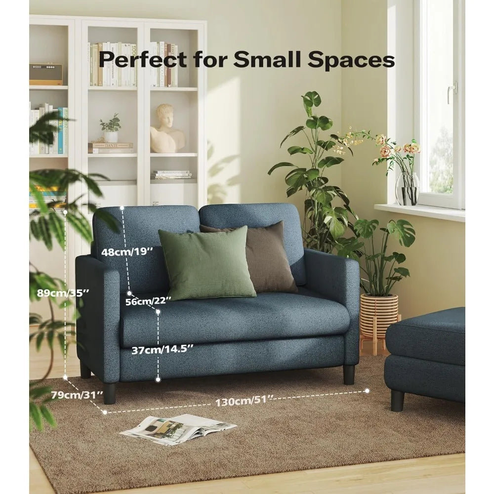 Ljustra 51" Loveseat Sofa Comfy Teddy Couch Tool-Free Setup Living Room