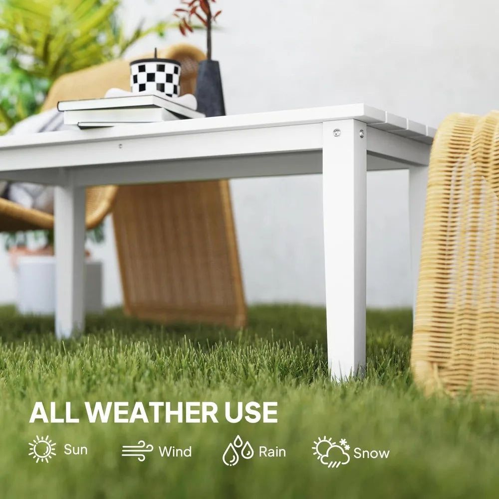 Outdoor Coffee Table HDPE All-Weather Rectangular Patio Furniture