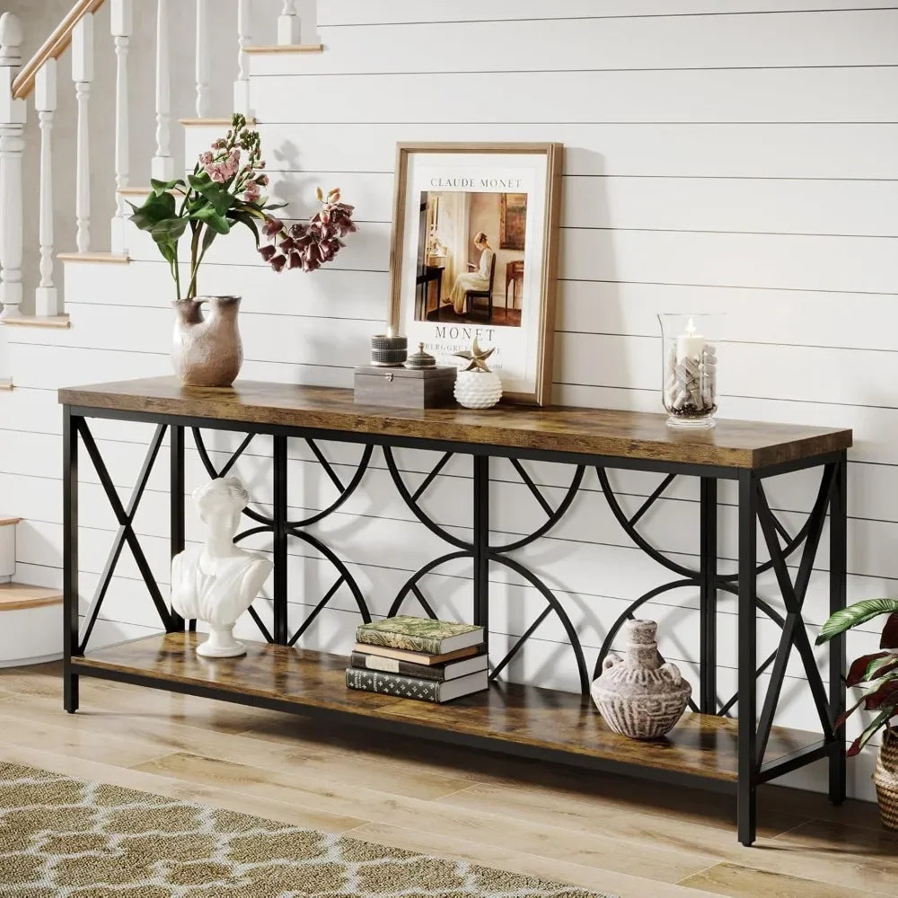 70.9 Inch Extra Long Sofa Table with Storage for Living Room Entryway
