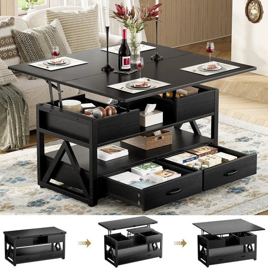 Lift Top Coffee Table Multi-Function Storage Modern Farmhouse Style