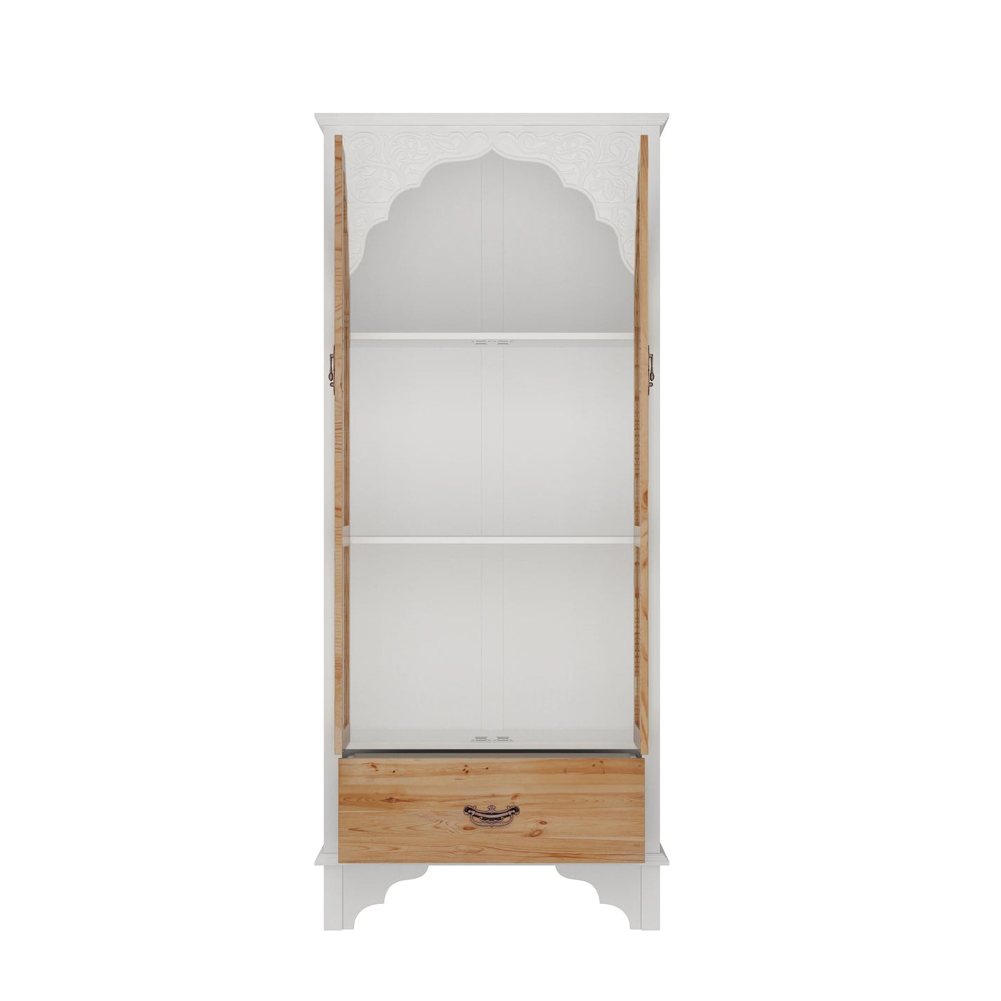 Ljustra Glass Display Cabinet 3 Shelves Drawer Modern Bookcase Storage