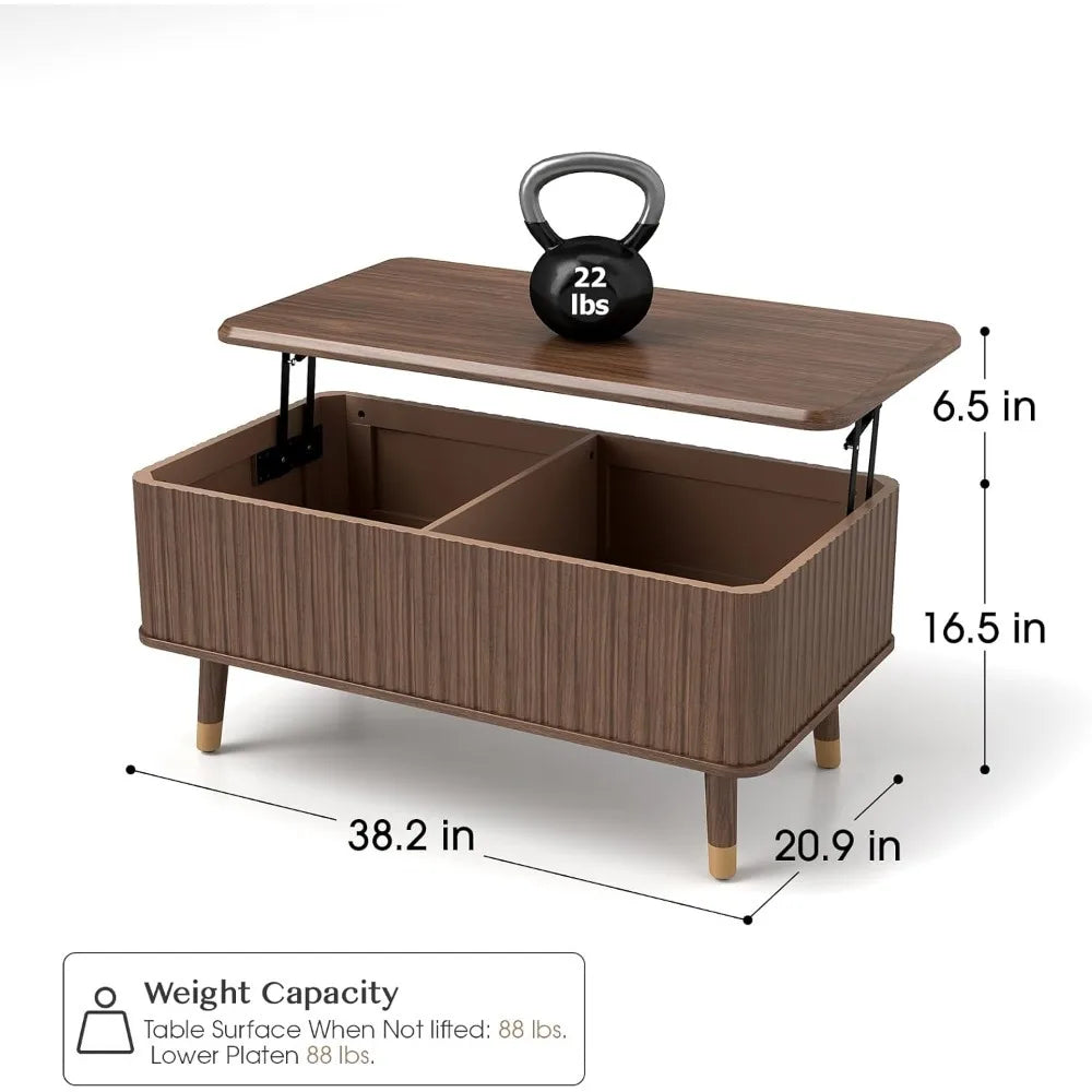 Lift Top Coffee Table with Storage Mid Century Modern Rectangle