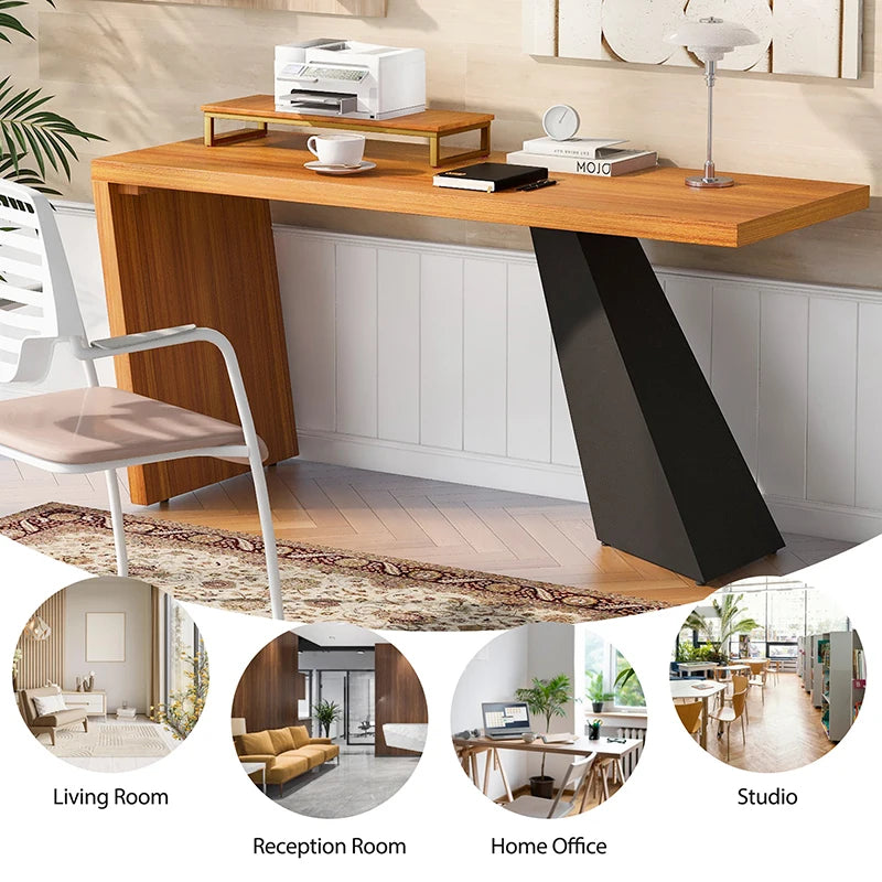 63 Inch Modern Executive Desk Rustic Industrial Writing Desk for Home