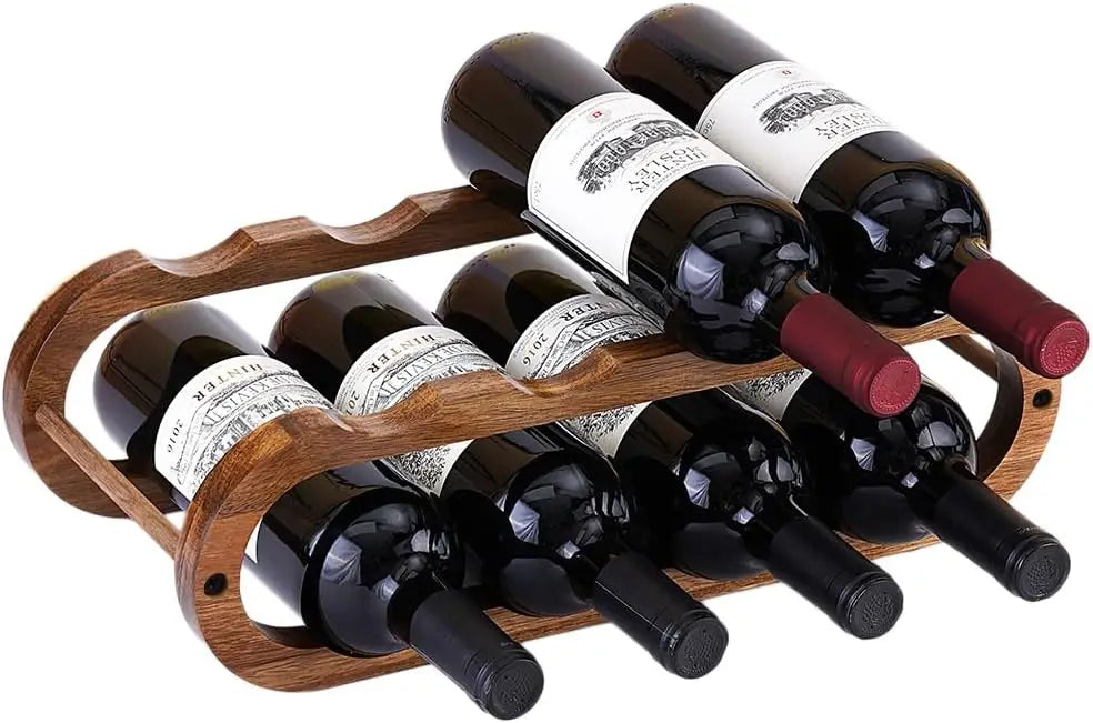 Wine Rack Water Bottle Organizer 2 in 1 Adjustable Acacia Wood Storage