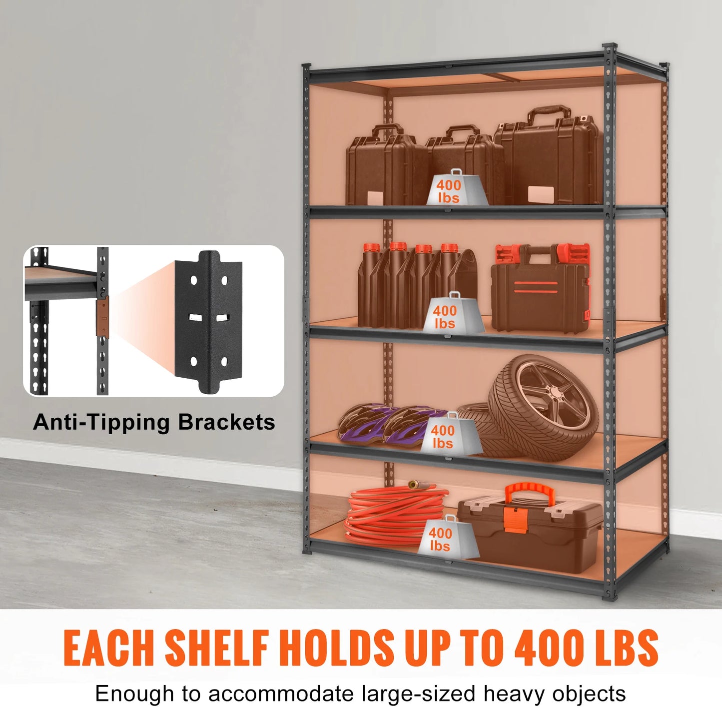 Ljustra Heavy Duty 5 Layer Storage Shelving Unit Metal Rack Organizer
