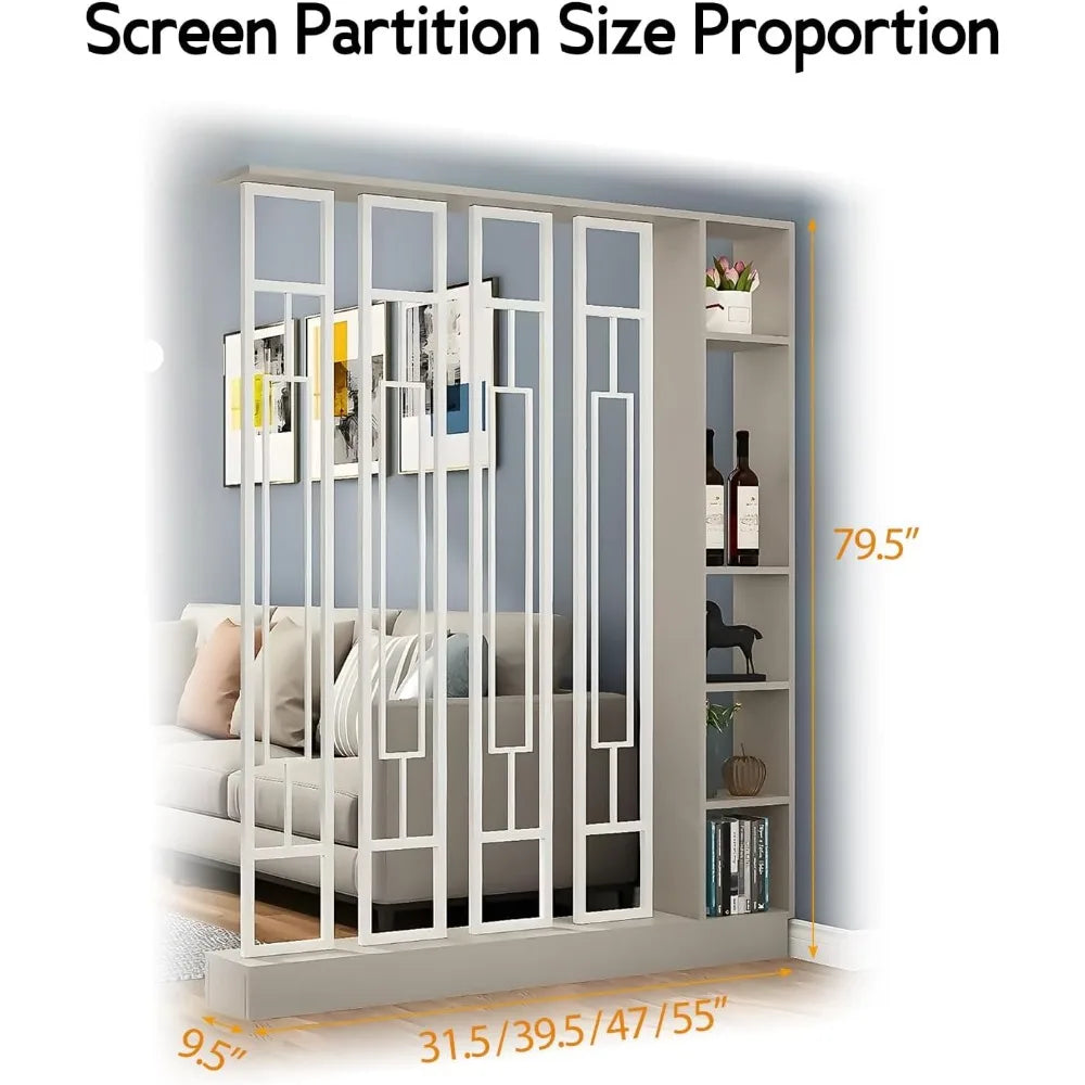 Wall Room Divider Bookshelf Modern Wood Bookcase Stylish Storage Cabinet