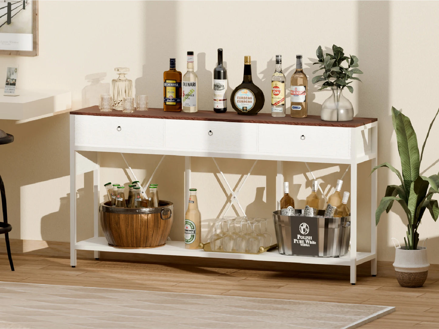 Redlife 67 Entryway Table with Charging Station Console Table for Living Room