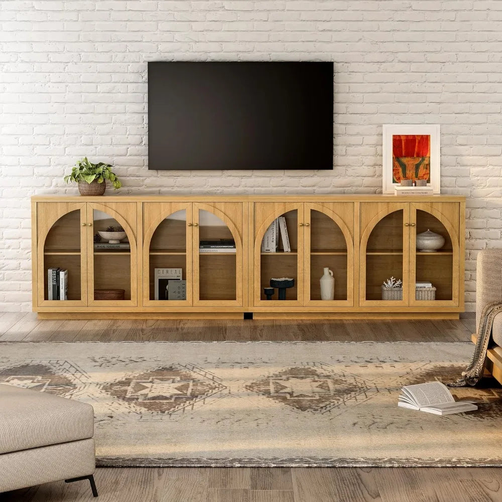 Storage Cabinet 4 Doors Adjustable Shelves Modern Accent Display Buffet