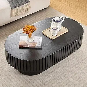Modern Lift Top Coffee Table with Hidden Storage Oval Design 47.2"