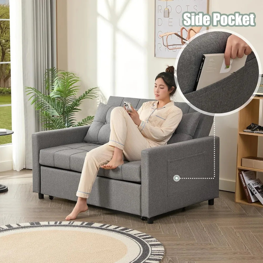 52 Inch Sleeper Sofa Bed Loveseat with Adjustable Backrest and USB Ports