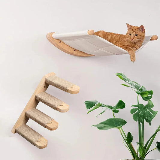 Cat Wall Furniture Shelves Climbing Steps Scratching Post for Cats