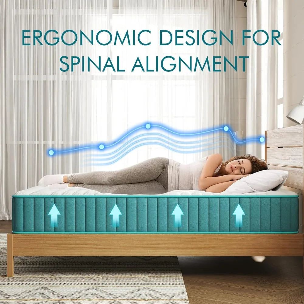 Ljustra Firm Queen Mattress 14 Inch Cooling Gel Memory Foam Hybrid