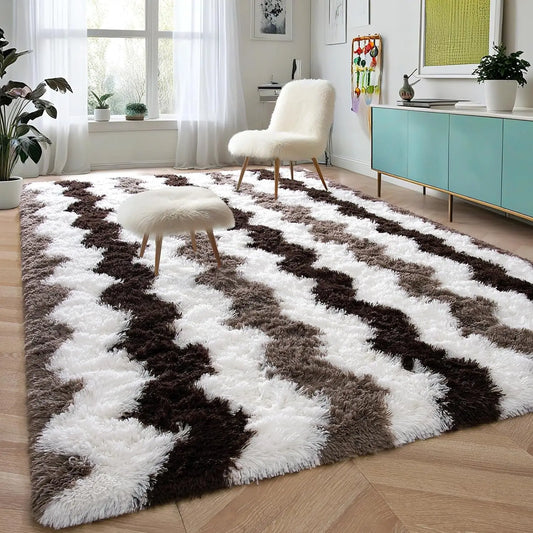 Soft Shaggy Plush Area Rug for Living Room Bedroom Modern Home Decor 5x8ft