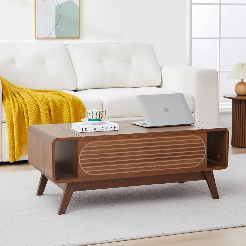 Small Lift Top Coffee Table with Hidden Compartment Modern Storage