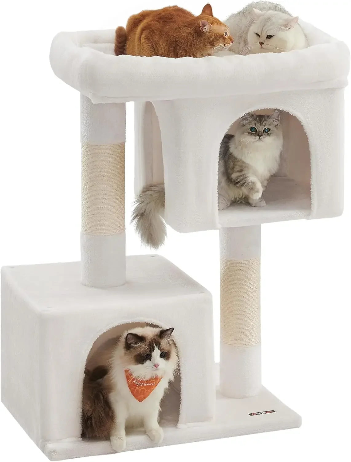 Cat Tree Tower for Large Cats 33.1 Inch with Caves and Scratching Post