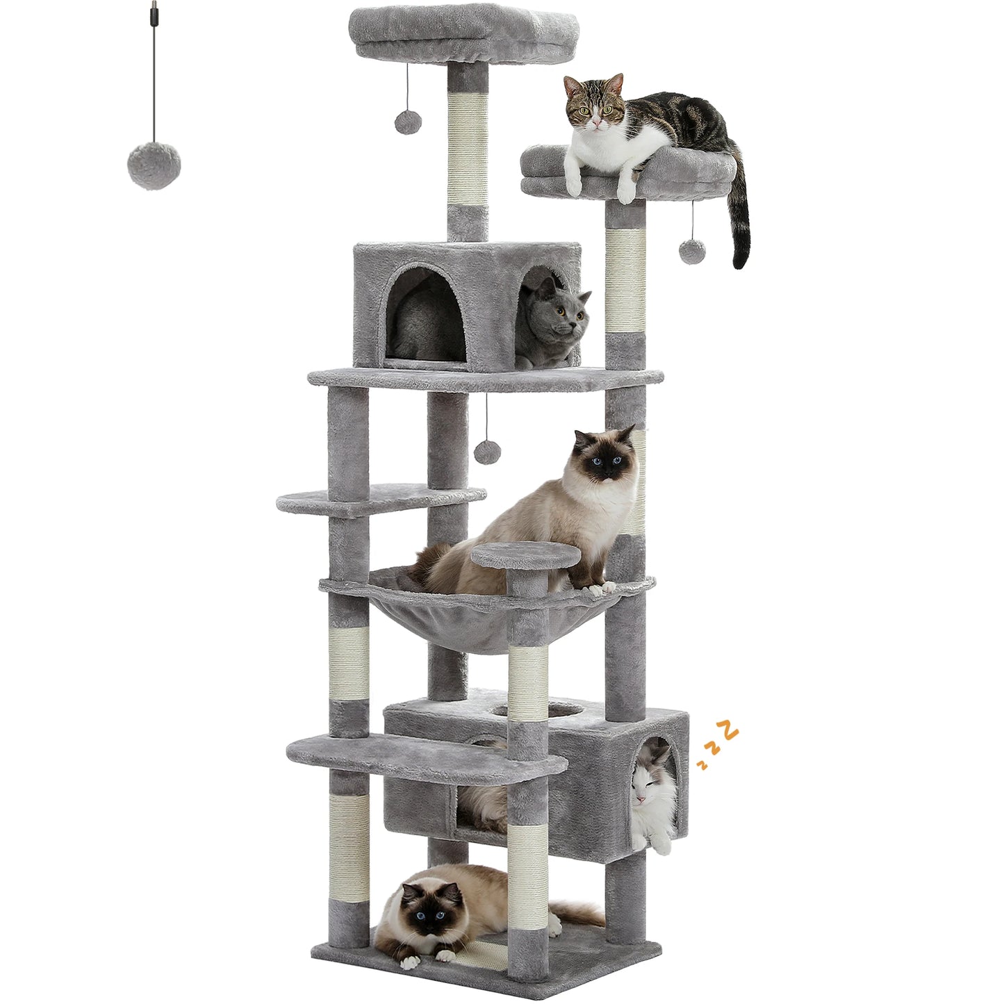 Multi-Level Cat Tree Tower Scratching Posts Hammock Condo Indoor Cats