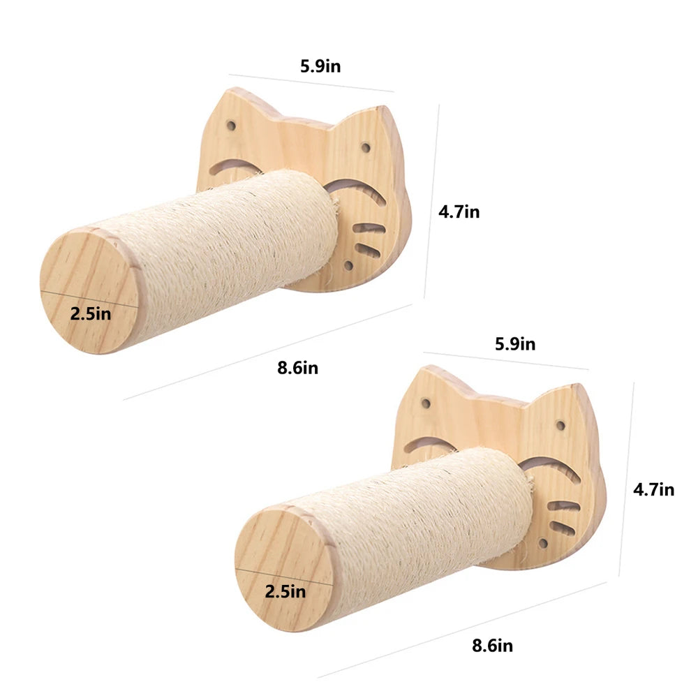Cat Wall Shelf Moon Shaped Hammock Solid Wood Climbing Steps Indoor Furniture