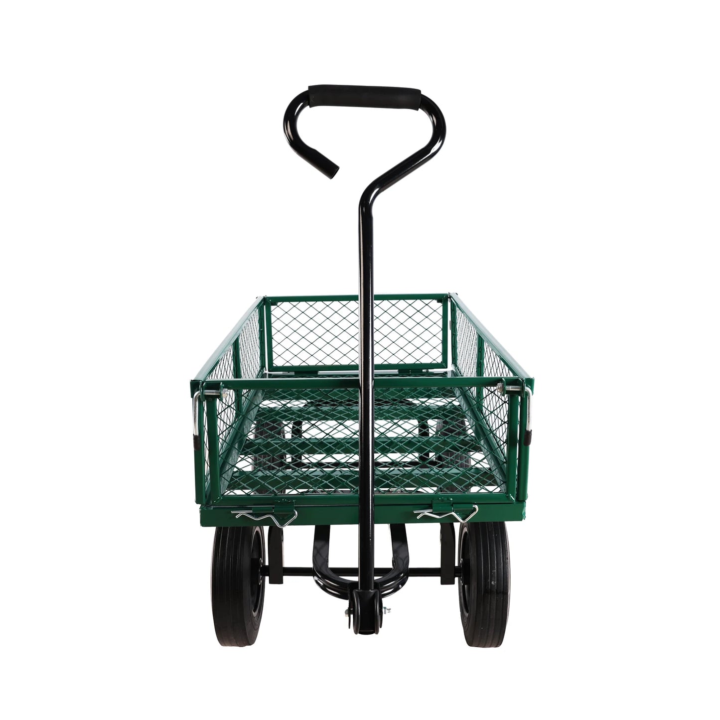 Green Solid Wheel Garden Wagon Cart for Easy Firewood Transport