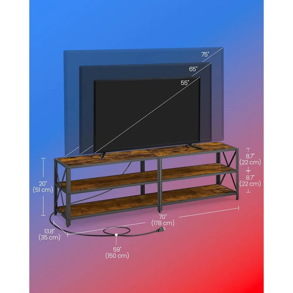 TV Stand with Power Outlets LED Lights for TVs up to 75 Inches
