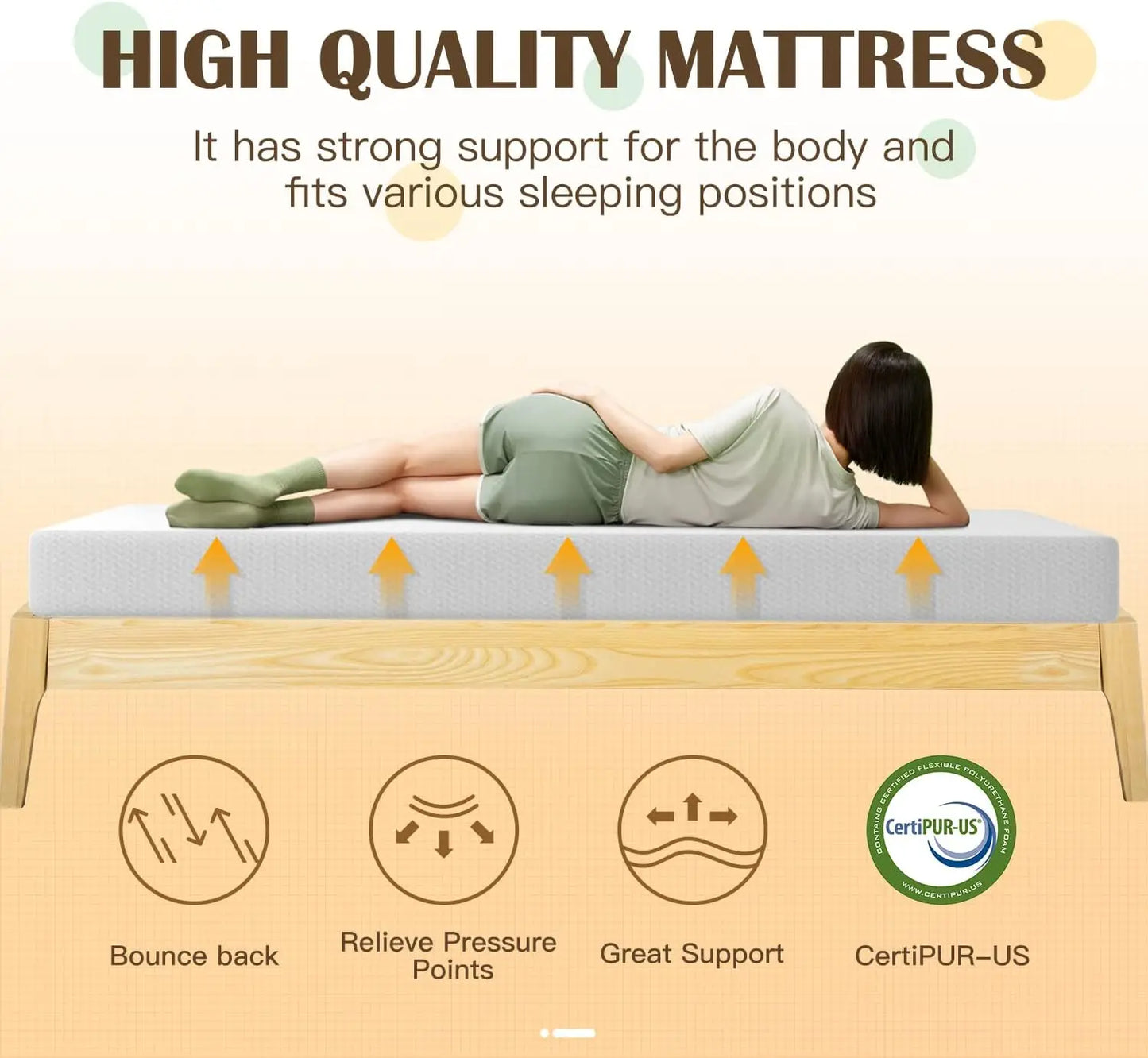 Ljustra 8 Inch Memory Foam Mattress Cooling Gel Green Tea Infused