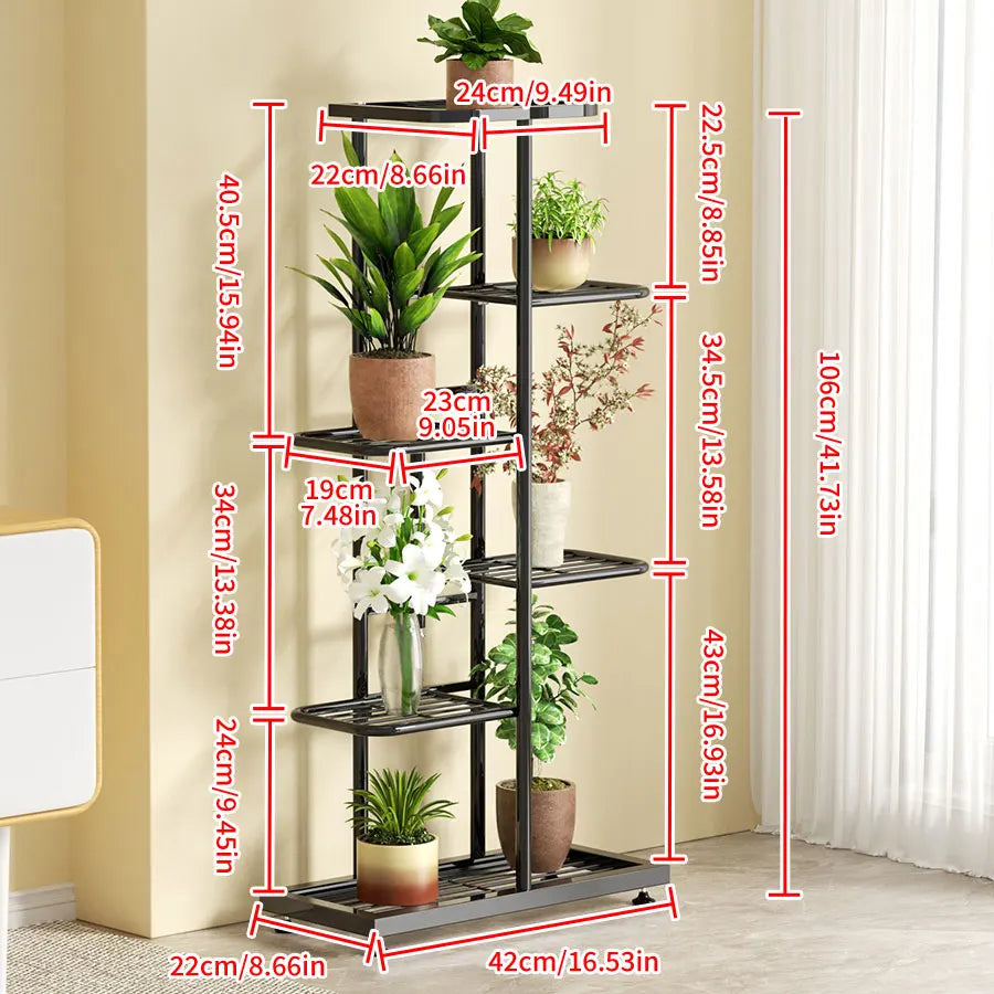 Ljustra Plant Shelves Iron Potted Flower Stand Indoor Outdoor Organizer