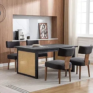 Farmhouse Dining Chairs Set of 4 Mid Century Modern Upholstered Rattan