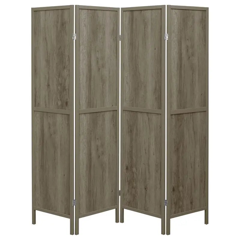 Light Grey 4-Panel Folding Screen Room Divider Privacy Rustic Decor