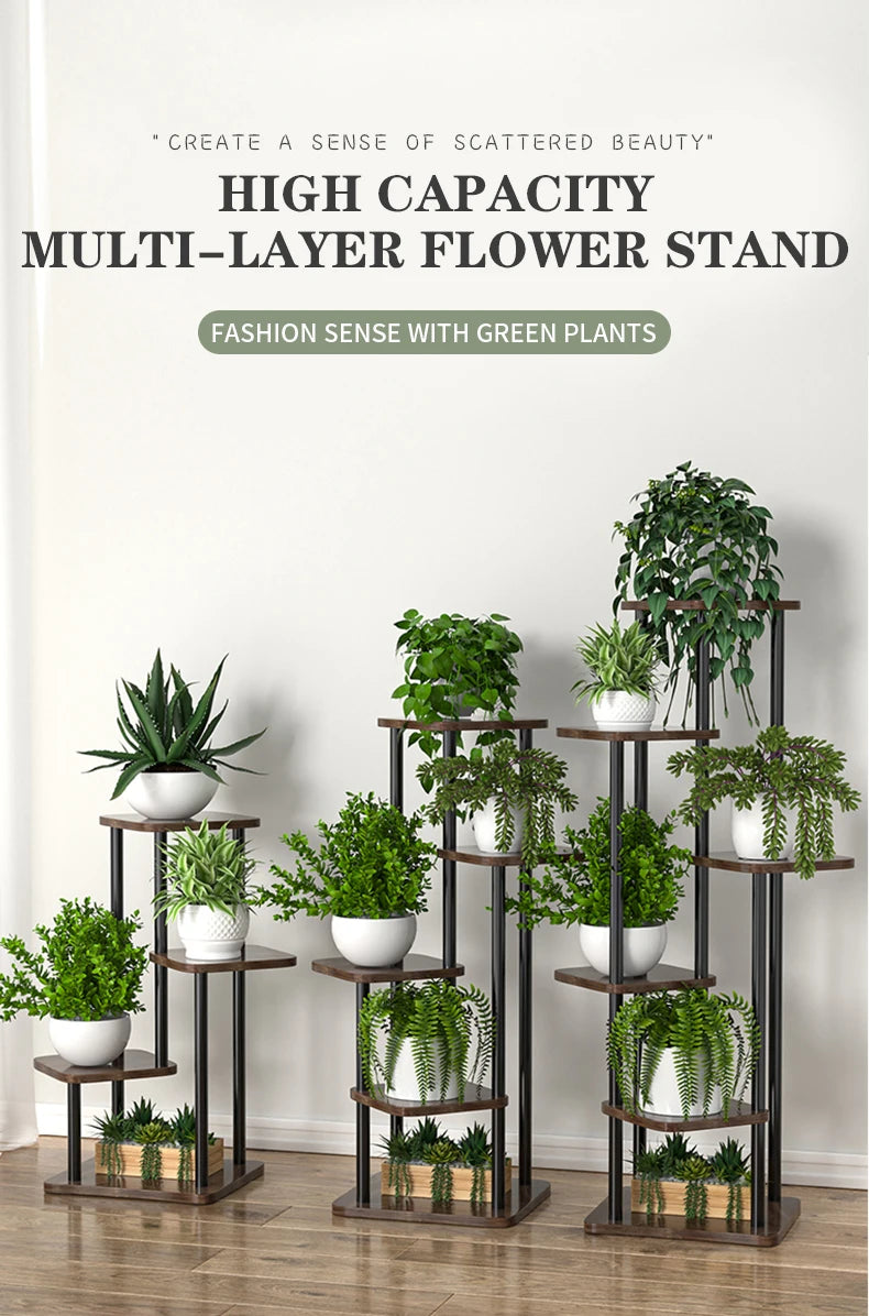 Ljustra Flower Stand Rack Metal Plant Holder Organizer for Home Garden