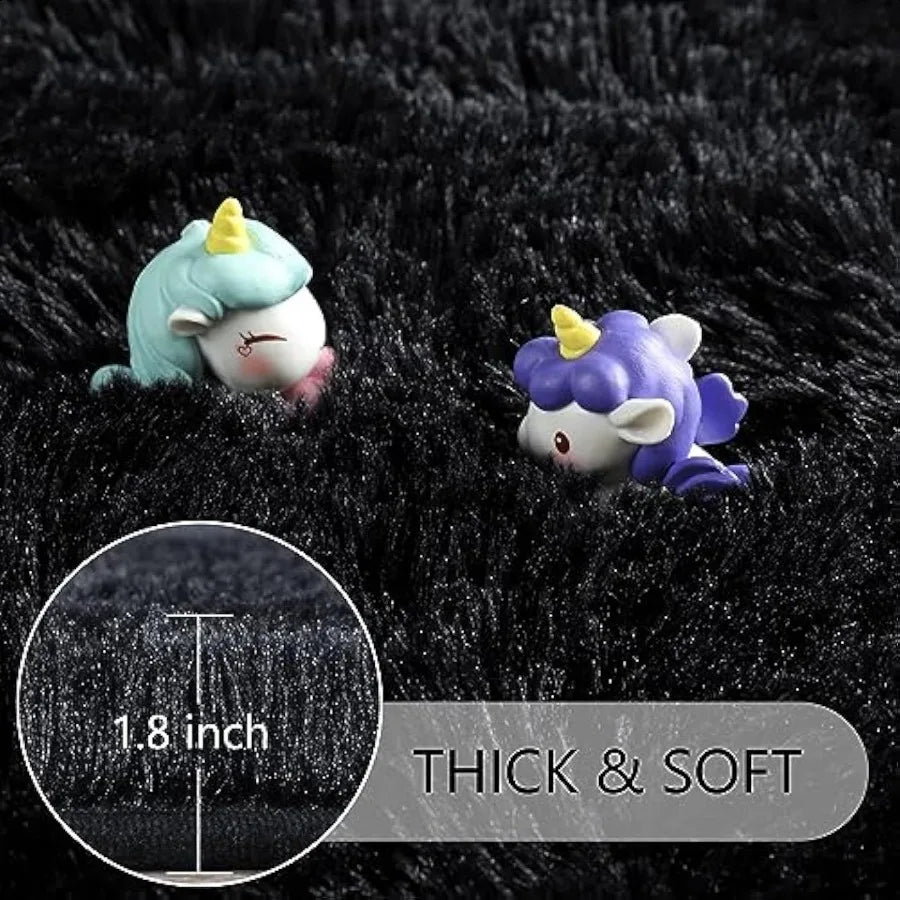 Black Runner Rug 2'x6' Long Area Rug Non Slip Shag Carpet for Home