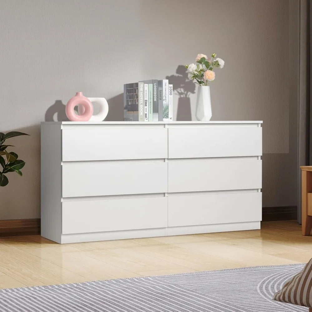 6 Drawer Dresser Modern Chest of Drawers Bedroom Storage Furniture