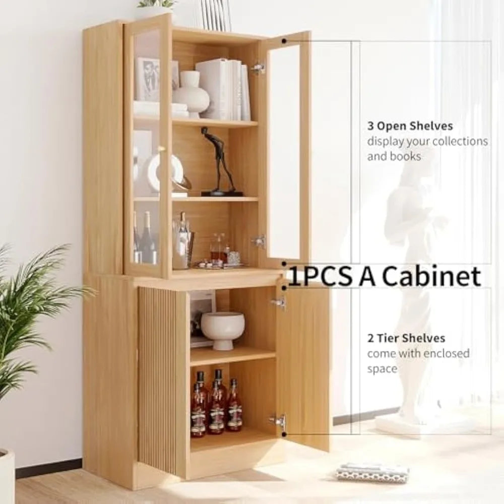 Large 4-Piece TV Stand with Bookshelves for TVs up to 75 Inches