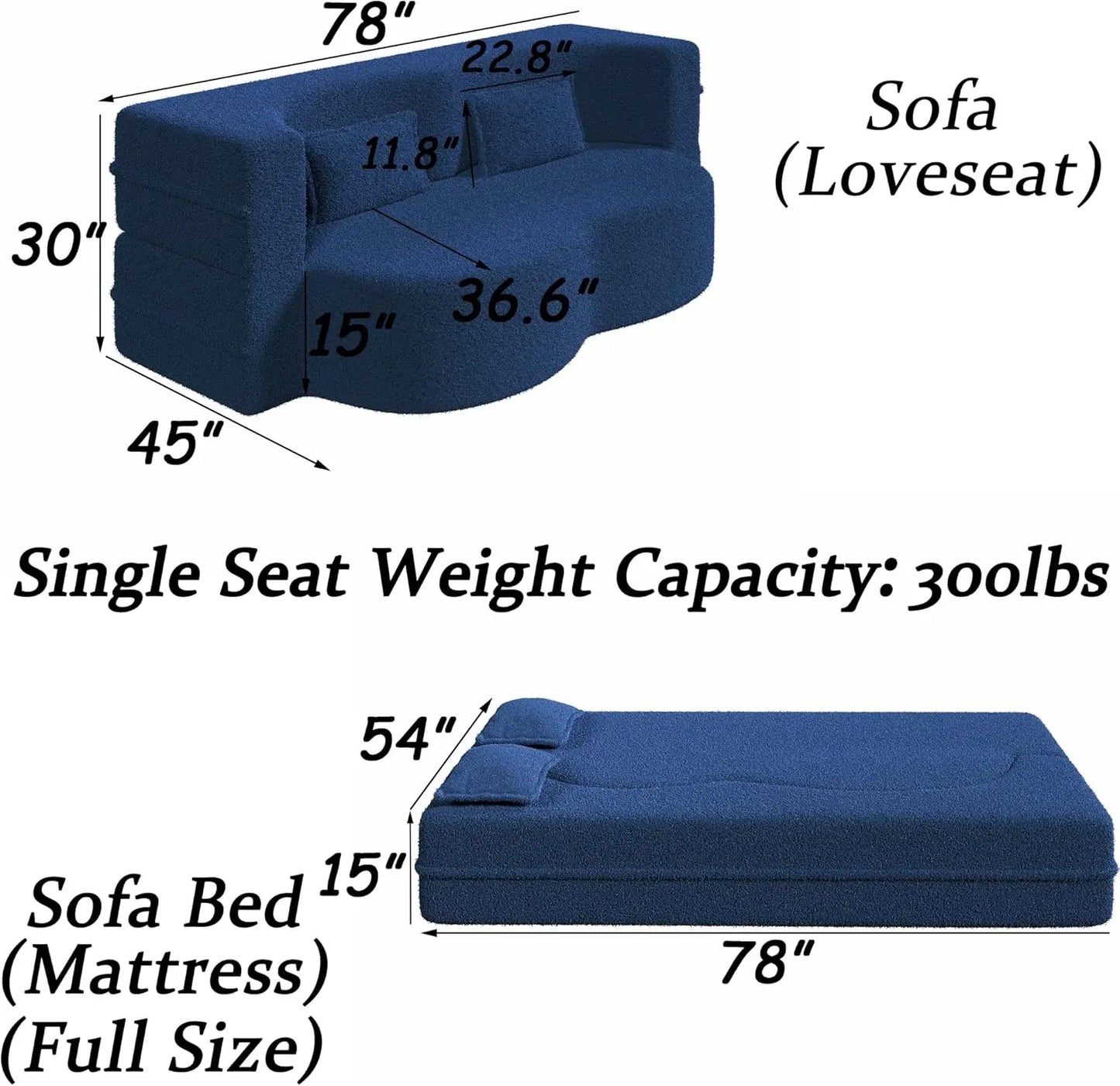 Ljustra Convertible Folding Sofa Bed Memory Foam Sleeper Couch