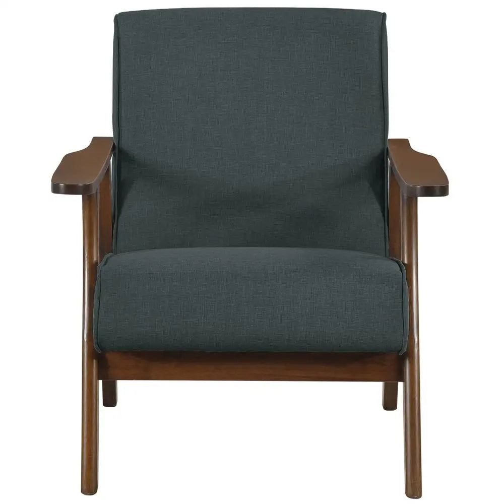 Mid Century Linen Upholstered Accent Chair Solid Wood Frame Ergonomic Design