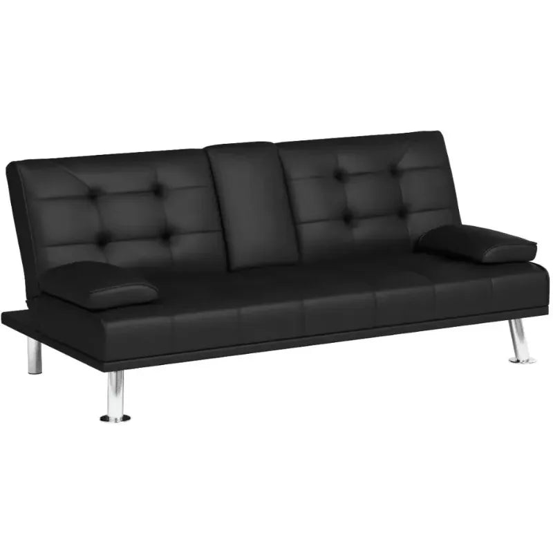 Modern Folding Futon Sofa Bed Convertible Recliner Lounge with Cup Holders
