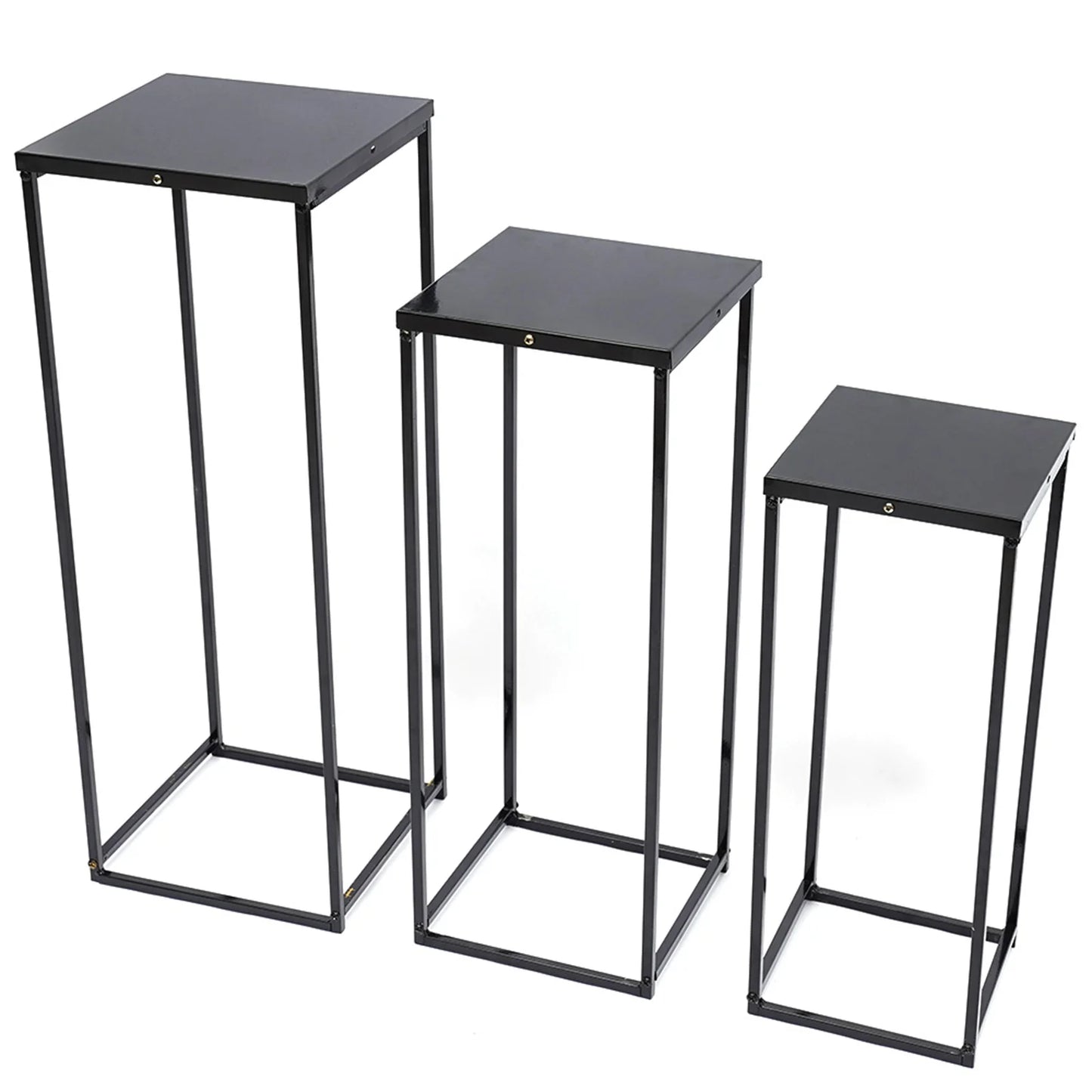 Set of 3 Metal Square Flower Stands Plant Holders for Home Wedding Decor