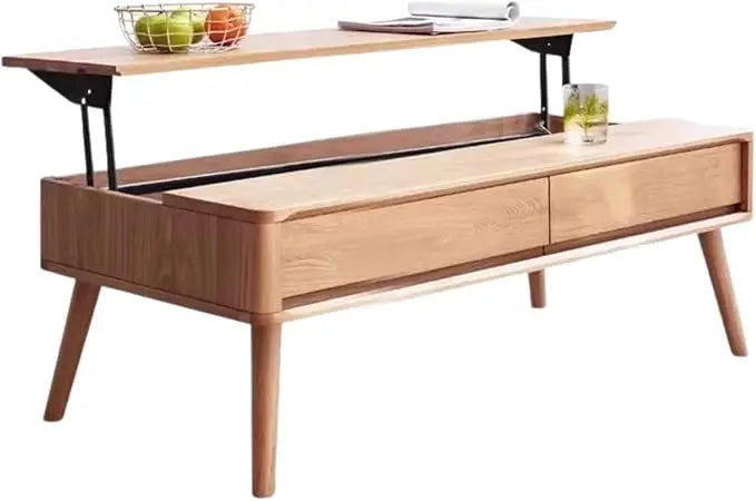 Lift Top Coffee Table Solid Oak Wood Storage Modern Design Walnut