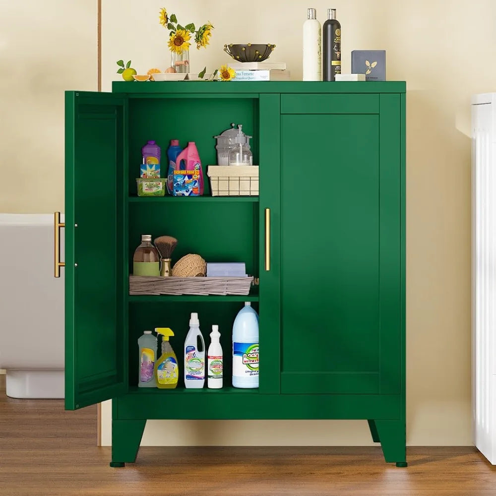 Green Sideboard Buffet Cabinet Steel Kitchen Pantry Storage Organizer