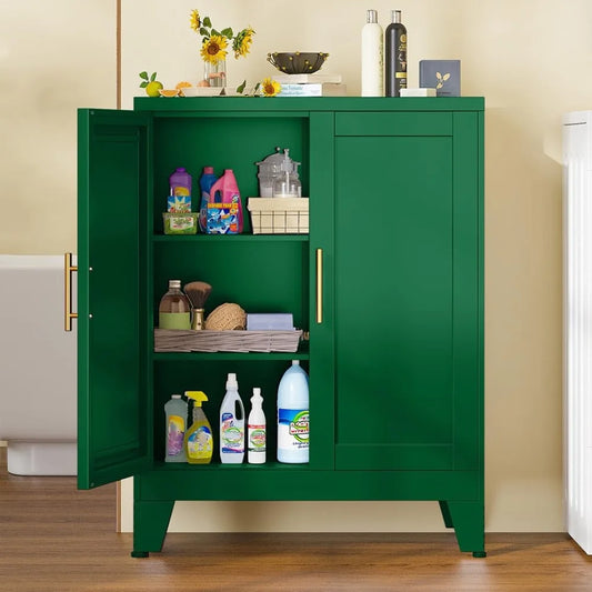 Green Sideboard Buffet Cabinet Steel Kitchen Pantry Storage Organizer