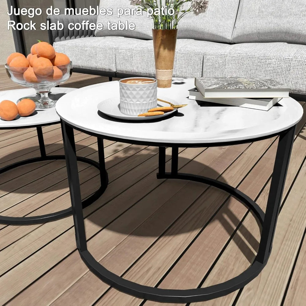 5-Piece Modern Metal Patio Furniture Set Deep-Seat Sofa with Cushions