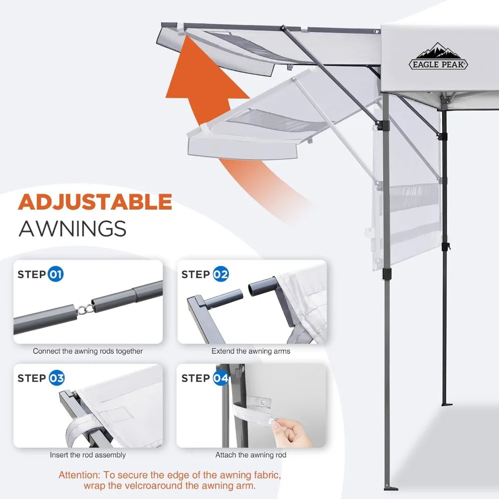 17x10 Pop Up Gazebo Tent Adjustable Dual Awnings Instant Shelter