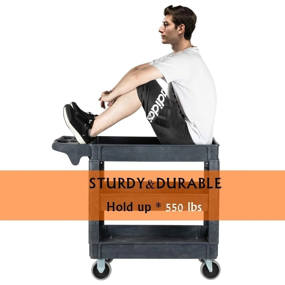 Heavy Duty Plastic Utility Cart with Wheels Multipurpose Storage Organizer