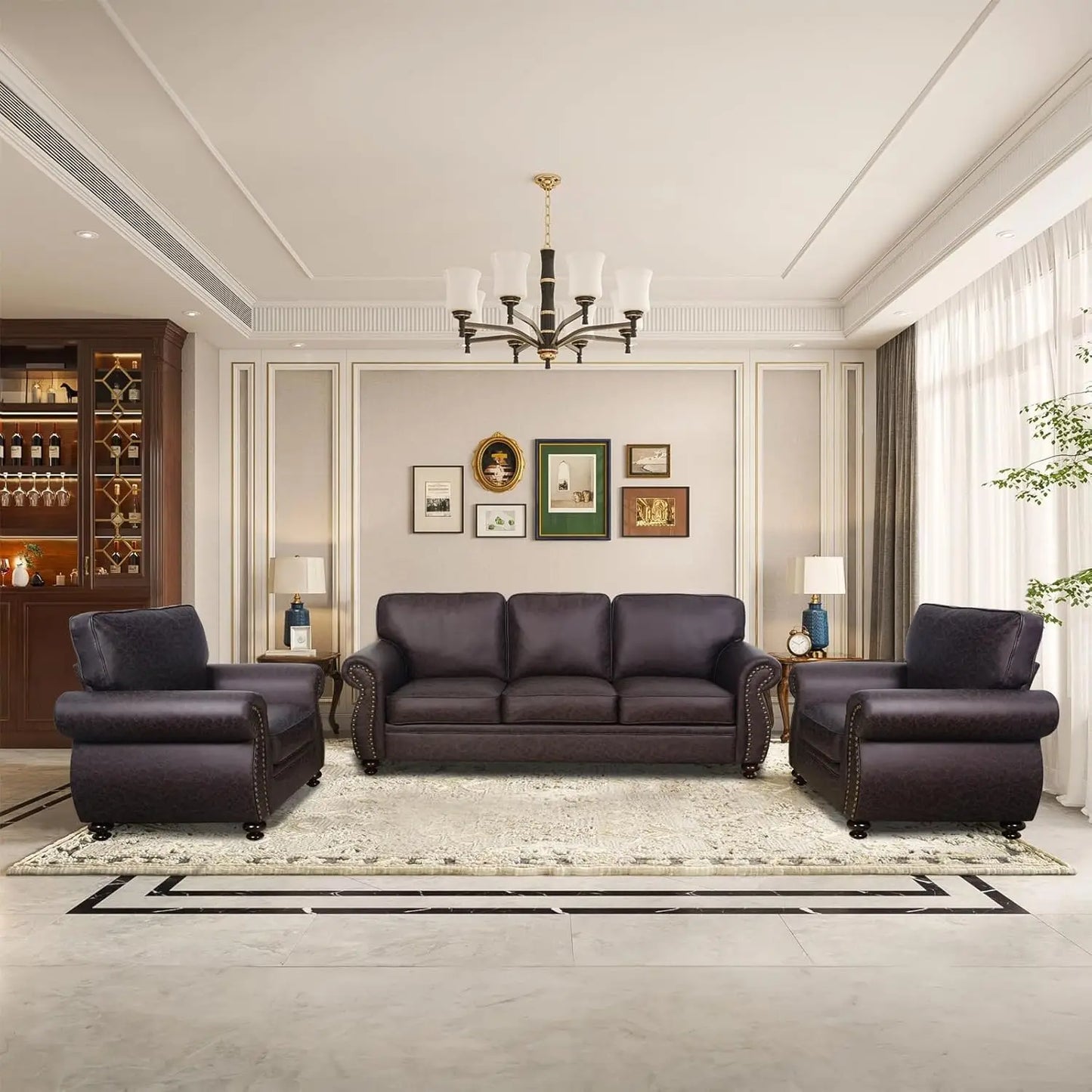 Mid Century Modern Single Sofa Rivet Design Comfortable Couch