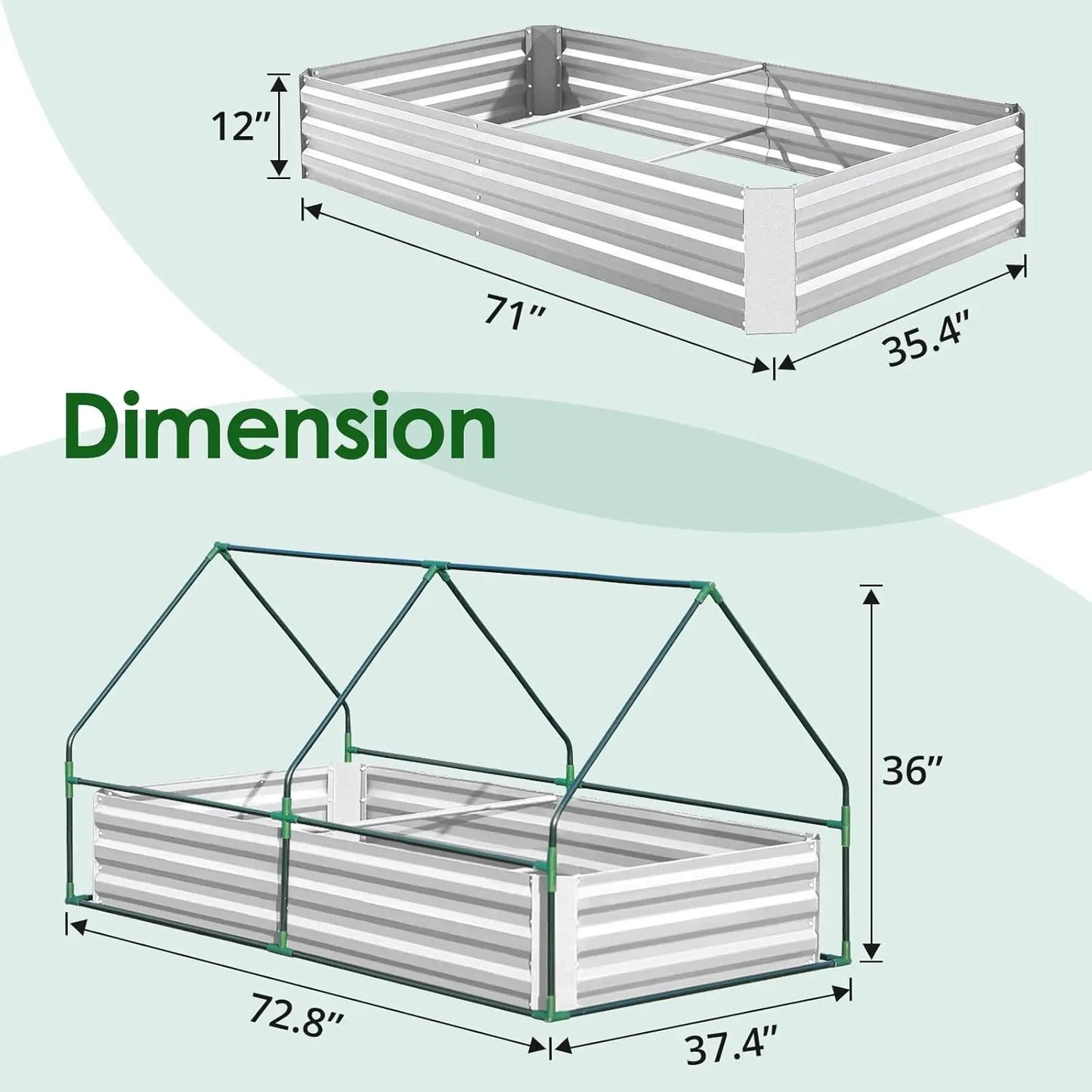 Raised Garden Bed Outdoor Galvanized Metal Planter Mini Greenhouse Kit