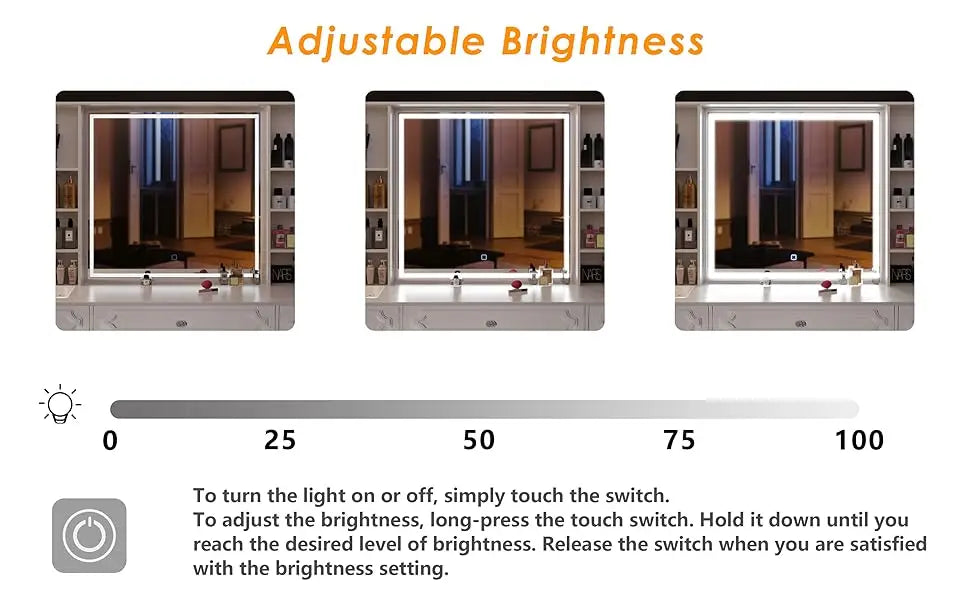 Dressing Table Vanity Desk with Mirror Lights Bluetooth Speaker Makeup