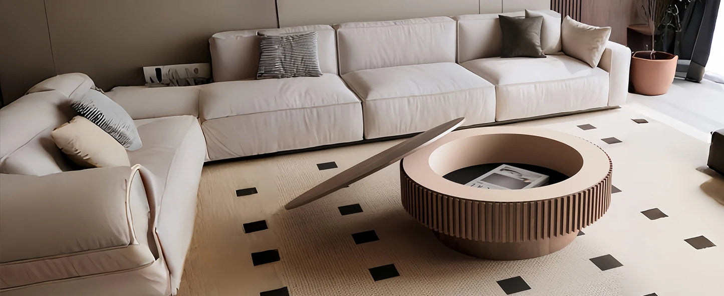 31.5 Round Coffee Table with Storage Modern Luxury Drum Accent Table