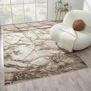 Marble Abstract Blue Area Rug 6x9 Soft Non-Shedding Stain Resistant