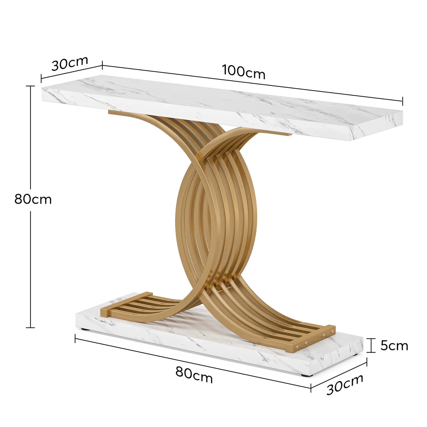 Ljustra Modern 39-Inch Console Table Faux Marble Gold Metal Legs