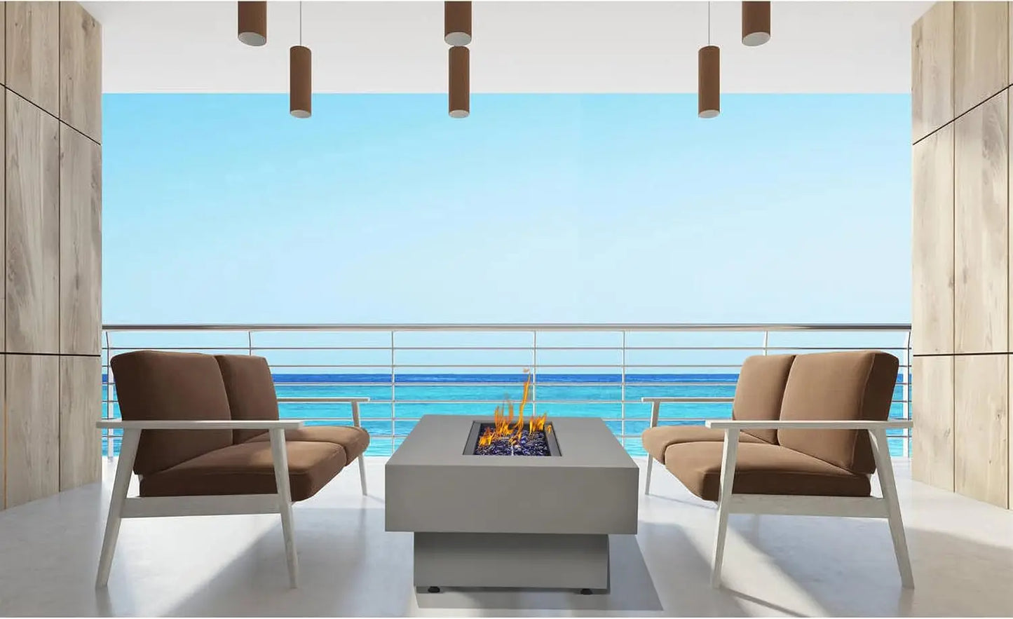 48 Inch Outdoor Fire Table Propane Fire Pit Modern Patio Heat Source