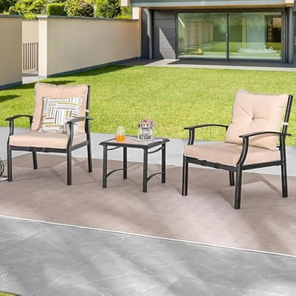 2 Piece Patio Conversation Set Outdoor Metal Loveseat Chairs Furniture