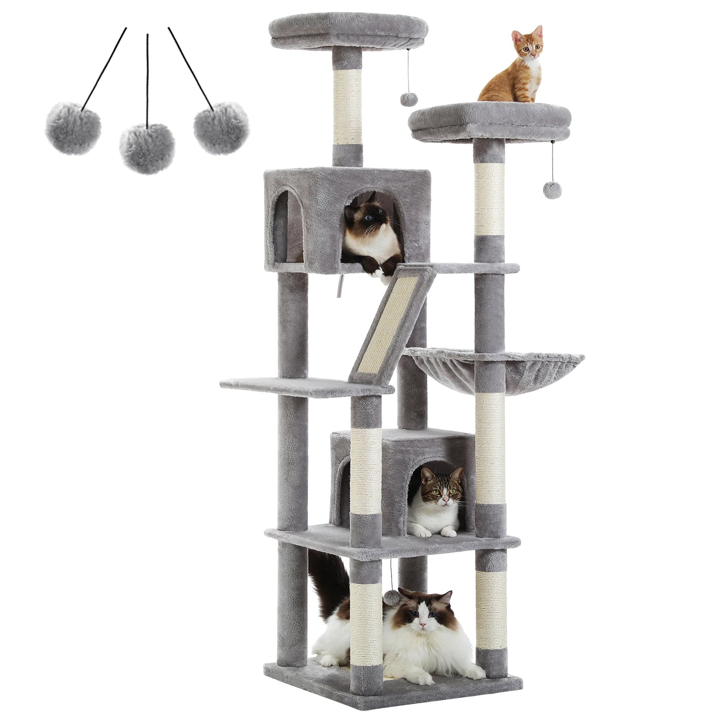 Multi-Level Cat Tree Indoor Tower with Scratching Posts Hammock Condo